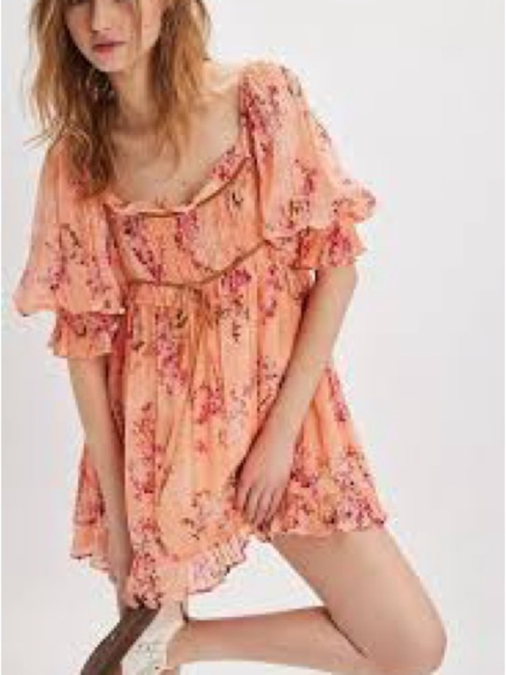 Free People Marney floral print babydoll mini dress